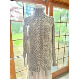 VINCE Wool/Yak Soft Cableknit Turtle Neck Sweater Oatmeal Sz S